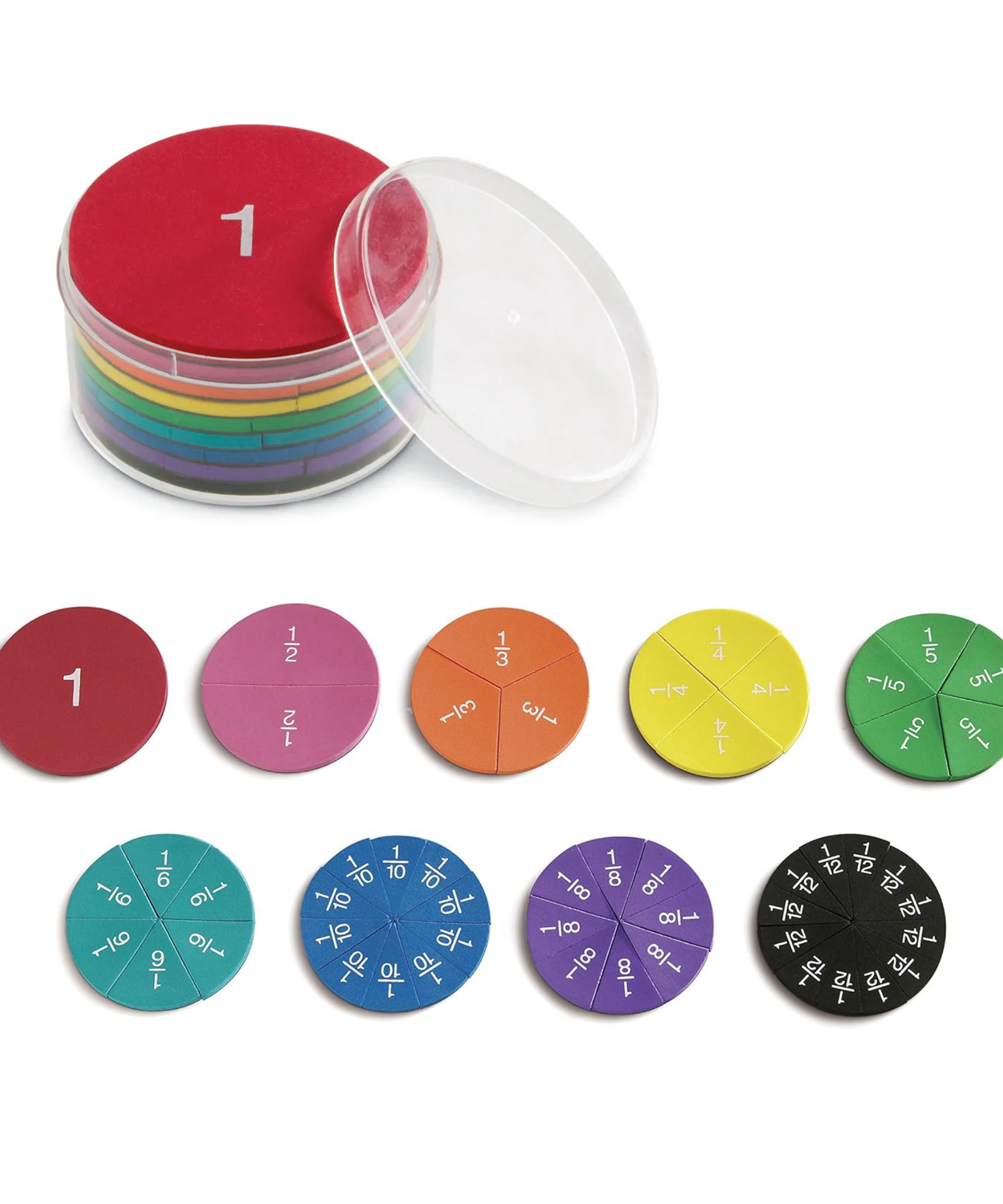 Learning Resources Magnetic Foam Rainbow Circles, Fraction Learning Set for Hands-On Maths, 51-Piece Set, Ages 6+