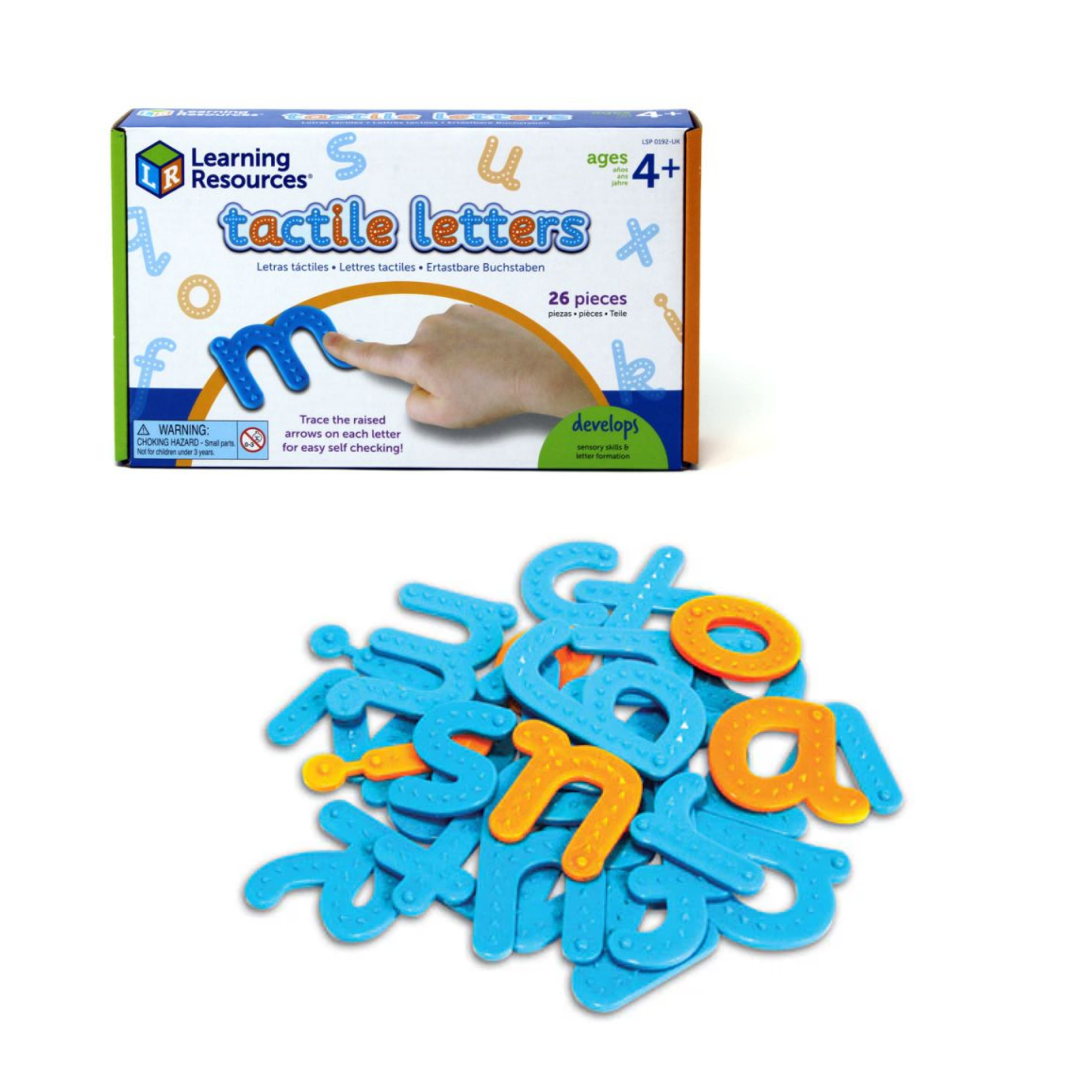 Learning Resources Tactile Letters, Sensory Input for Letter Recognition & Formation, Durable Plastic, Multilingual Activity Guide, Ages 4+