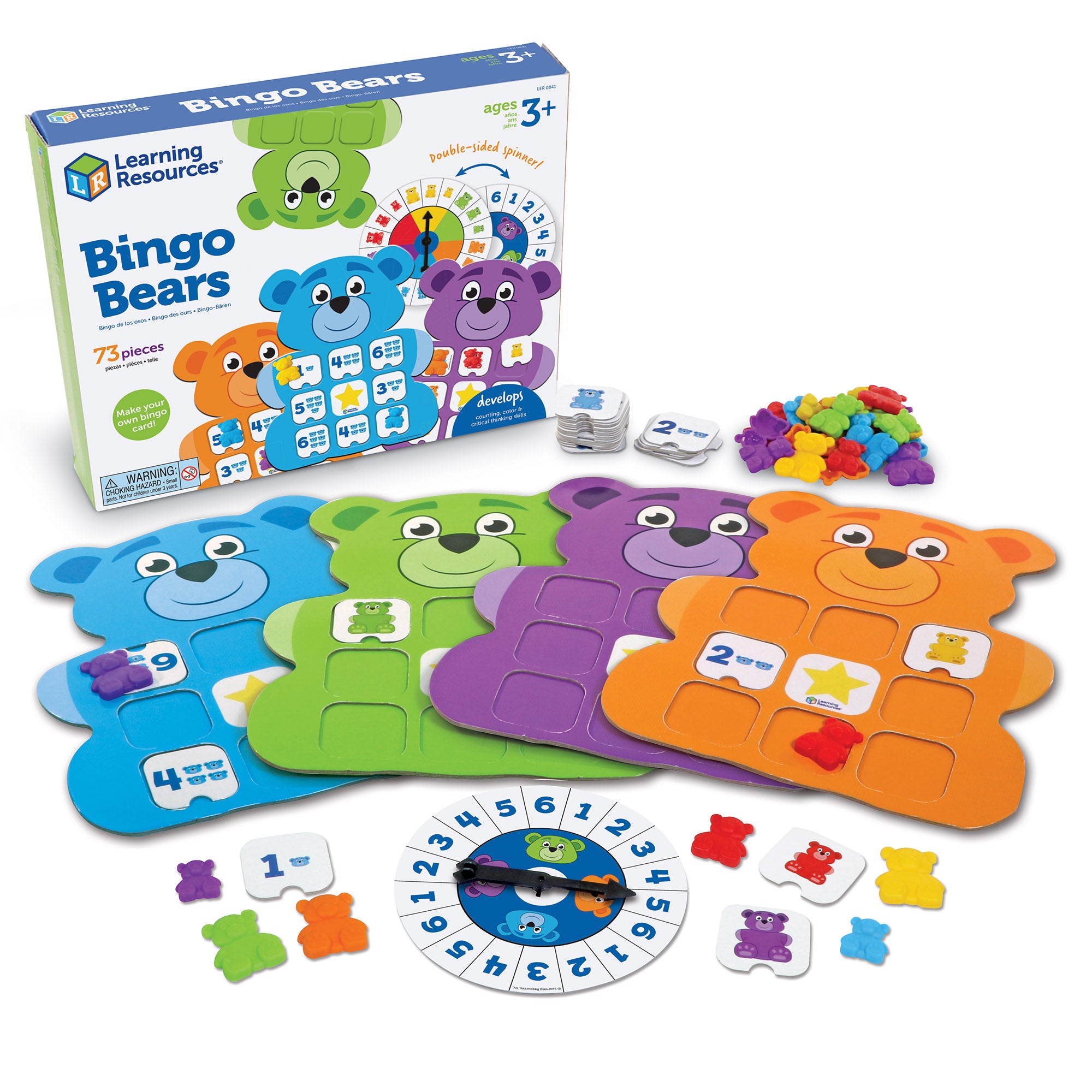Learning Resources Bingo Bears, Build-Your-Own Bingo Game for Kids, Develop Counting, Critical Thinking, and Social-Emotional Skills, Ages 3+