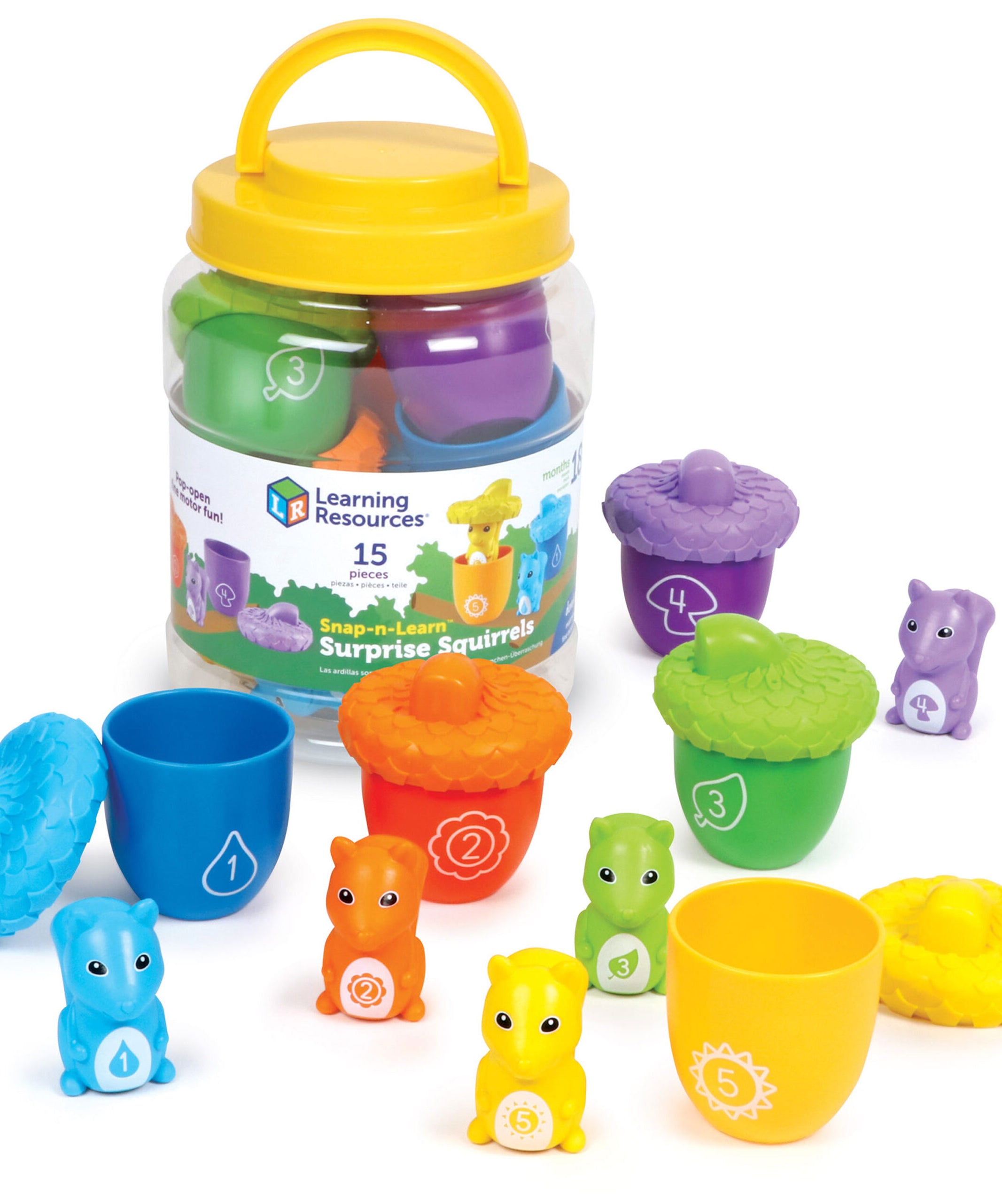 Learning Resources Snap-n-Learn Surprise Squirrels, Toddler Learning Toy for Fine Motor Skills, Number & Colour Recognition, Ages 18 Months+