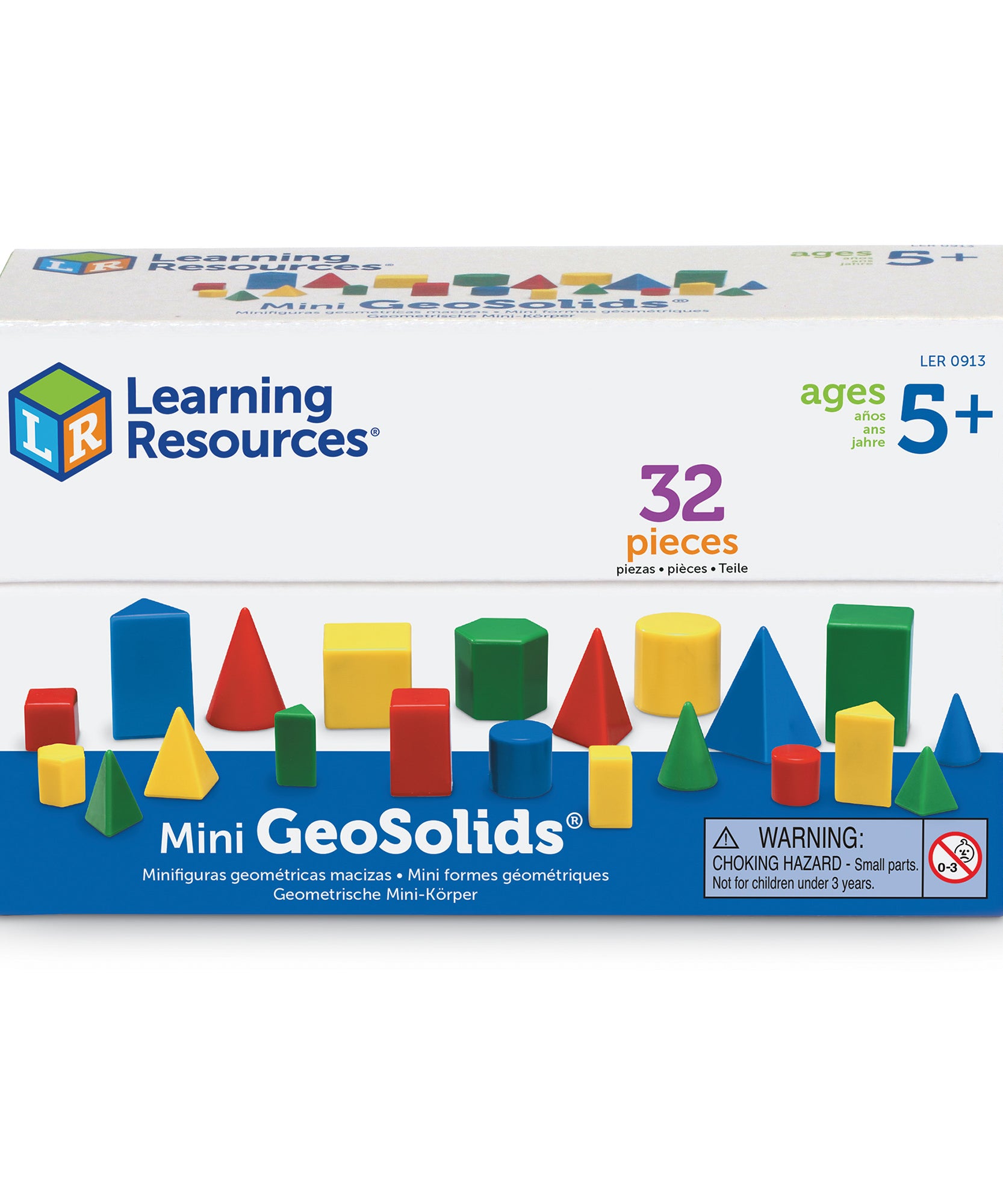 Learning Resources Mini GeoSolids, Set of 32, Ages 5+, Hands-On 3D Geometry Shapes for Early Math Skills