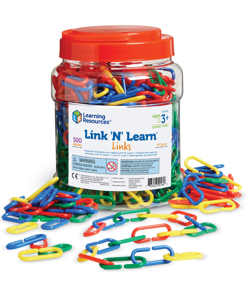 Learning Resources Link ‘N’ Learn Links, Set of 500 Colourful Plastic Links for Early Maths & Fine Motor Skills, Sorting, Counting & Patterning, Includes Activity Guide, Ages 3+
