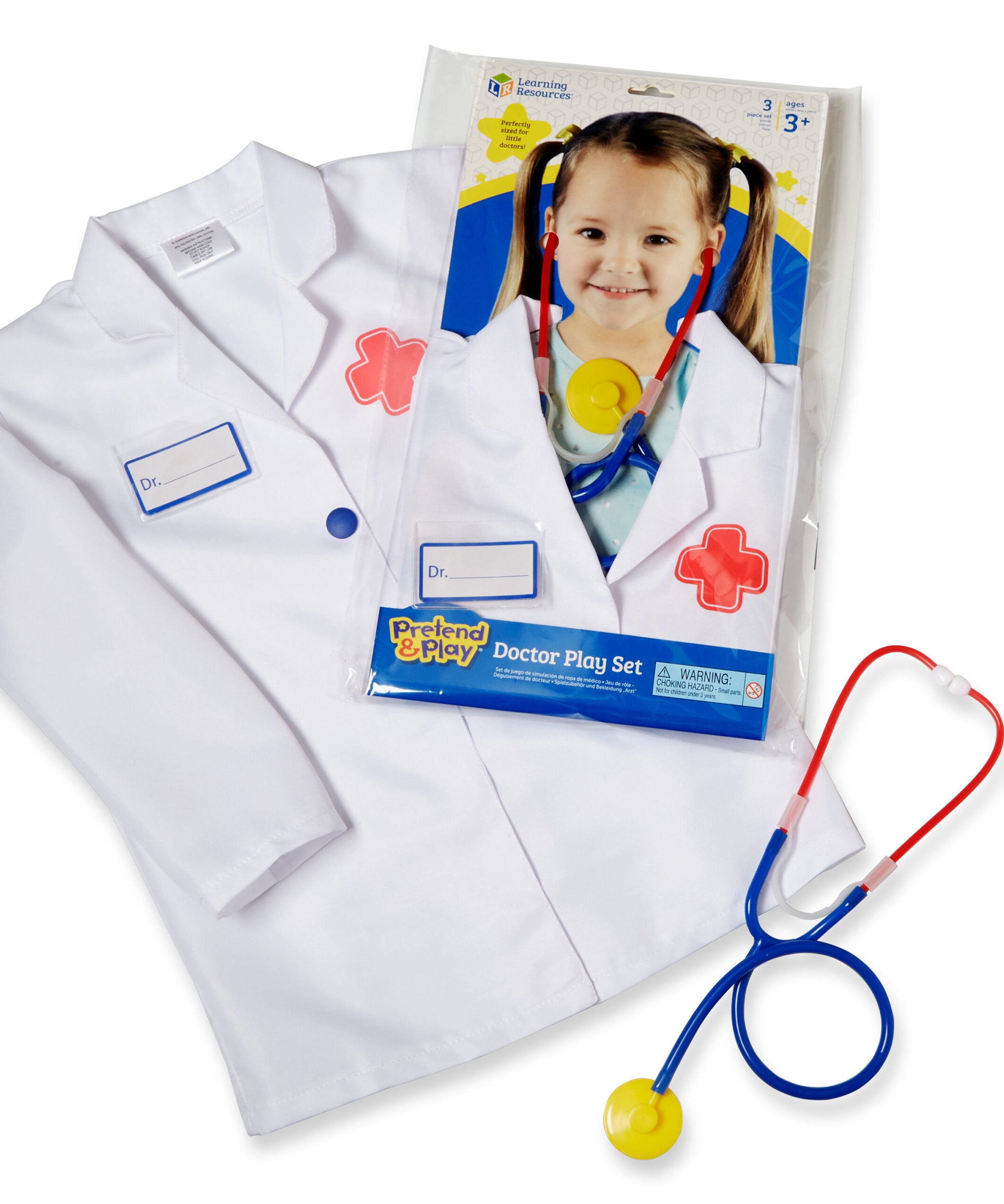 Learning Resources Doctor Play Set, Kids’ Doctor Costume with Coat, Stethoscope & Name Badge, Pretend Play Dress-Up for Ages 3–6