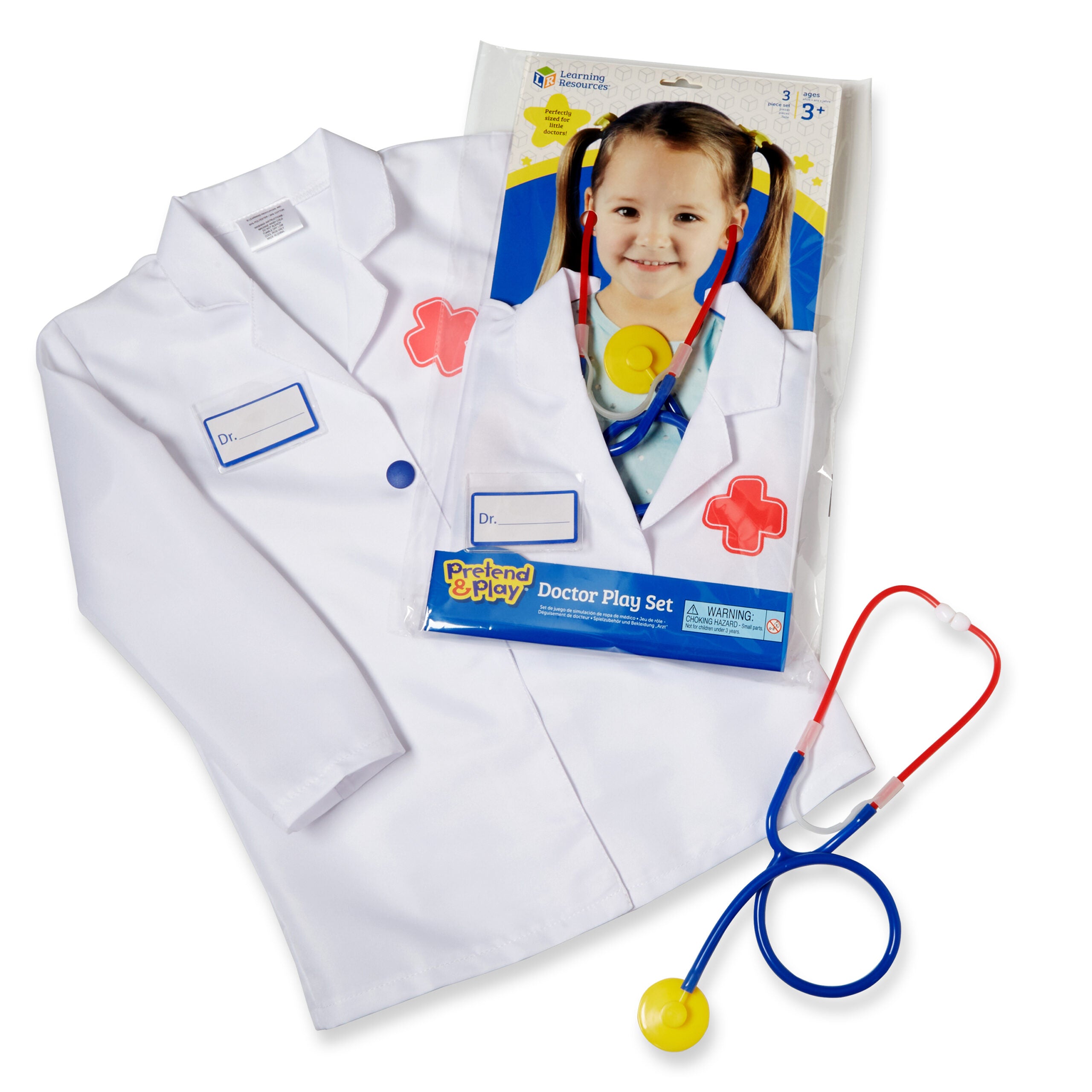 Learning Resources Doctor Play Set, Kids’ Doctor Costume with Coat, Stethoscope & Name Badge, Pretend Play Dress-Up for Ages 3–6