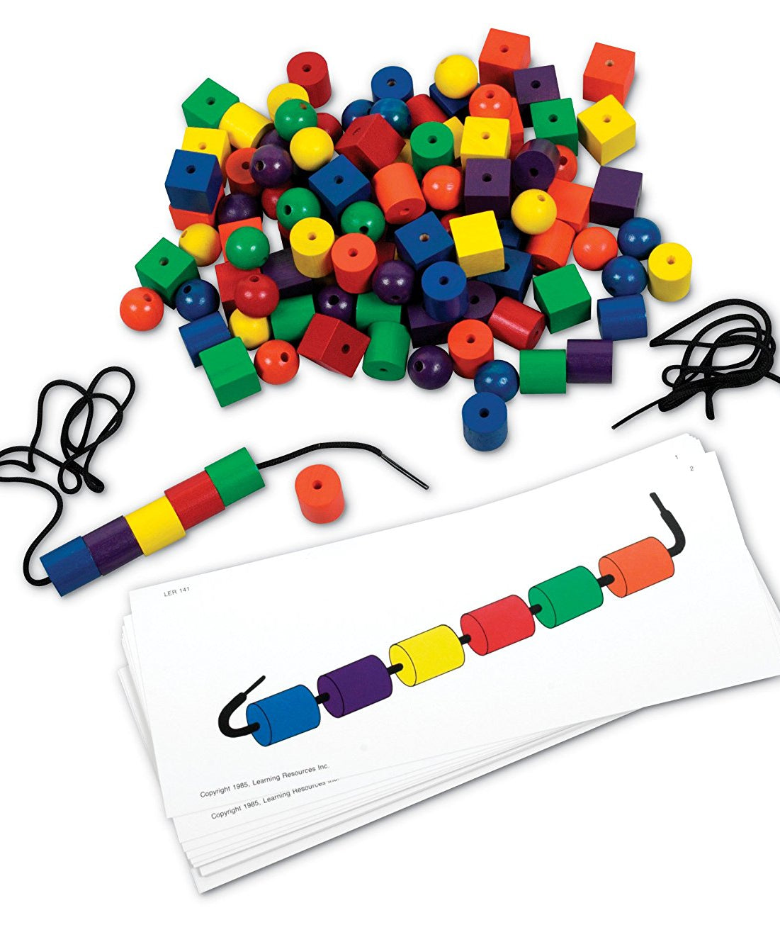 Learning Resources Beads and Pattern Card Set, 108 Beads & 20 Activity Cards for Early Maths & Fine Motor Skills, Language-Free Independent Learning, Ages 3+