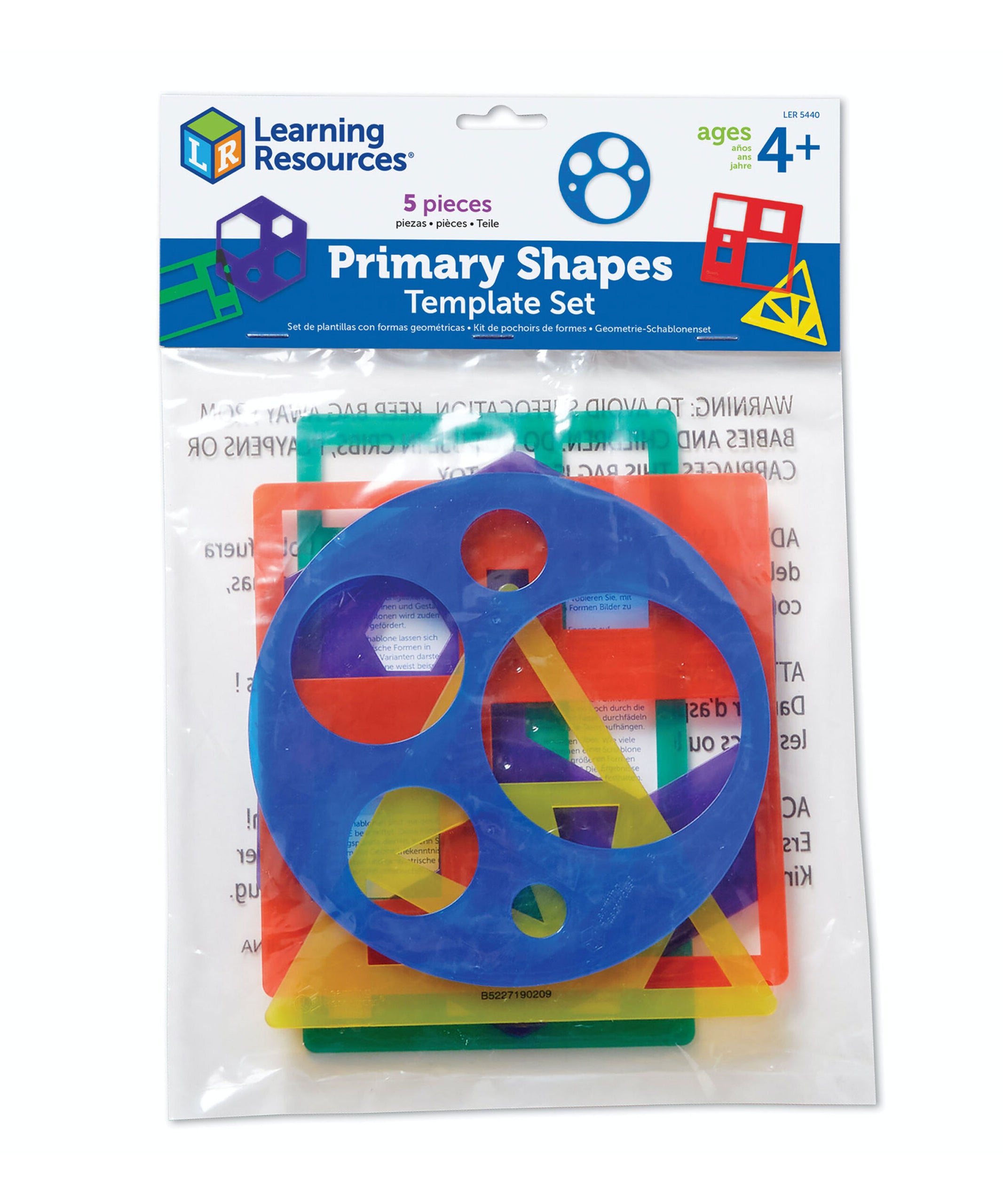 Learning Resources Primary Shapes Template Set, 5 Geometry Templates, Ages 4+, Hands-On 2D Shape Learning