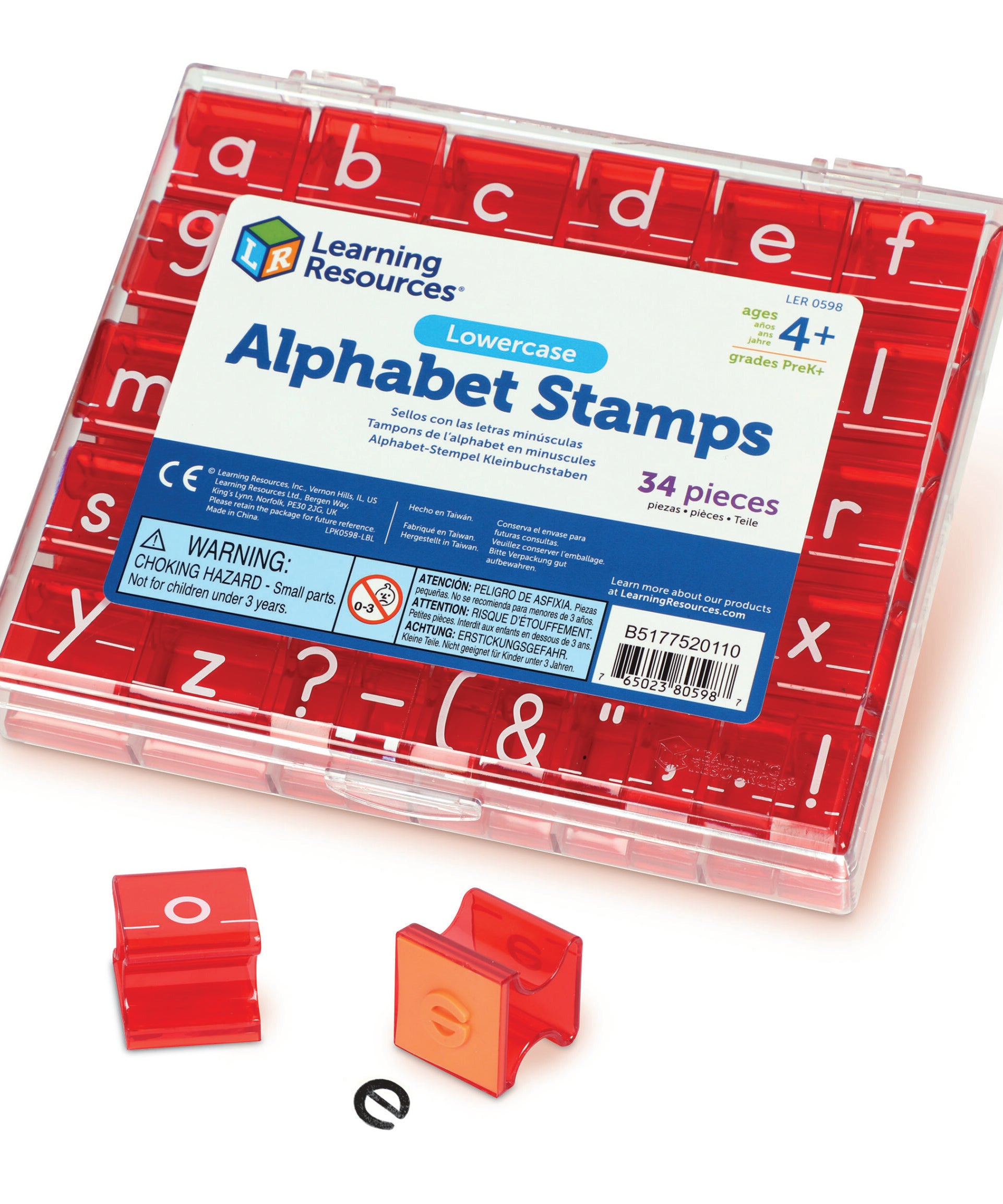 Learning Resources Lowercase Alphabet Stamps, Early Literacy Learning, Includes 8 Punctuation Stamps & Storage Tray, Easy-to-Hold Design, Learning Resources
