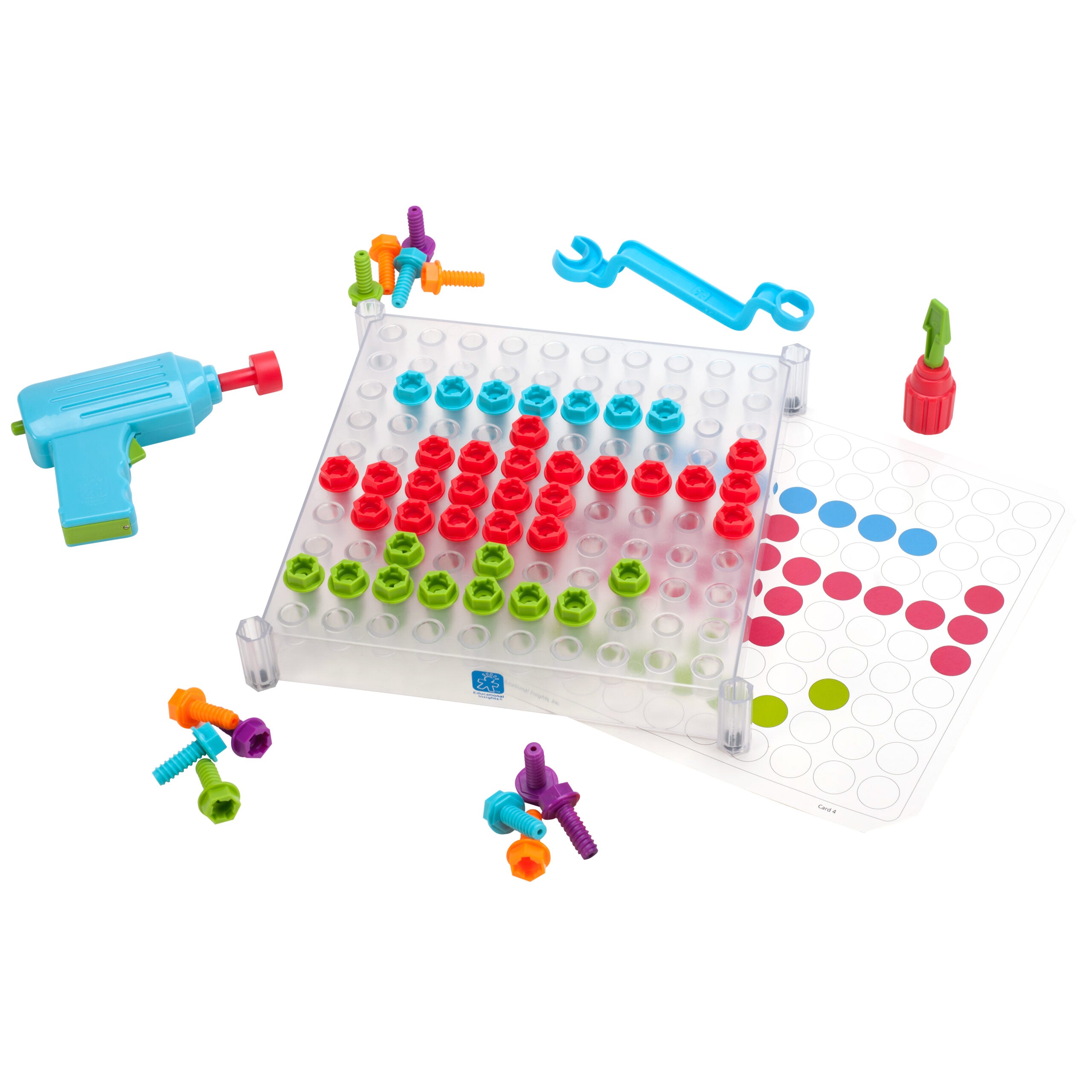 Learning Resources Design & Drill See-Through Creative Workshop, STEM Construction Toy for Kids, Includes Activity Cards, Drill, and Colorful Bolts, Ages 3+