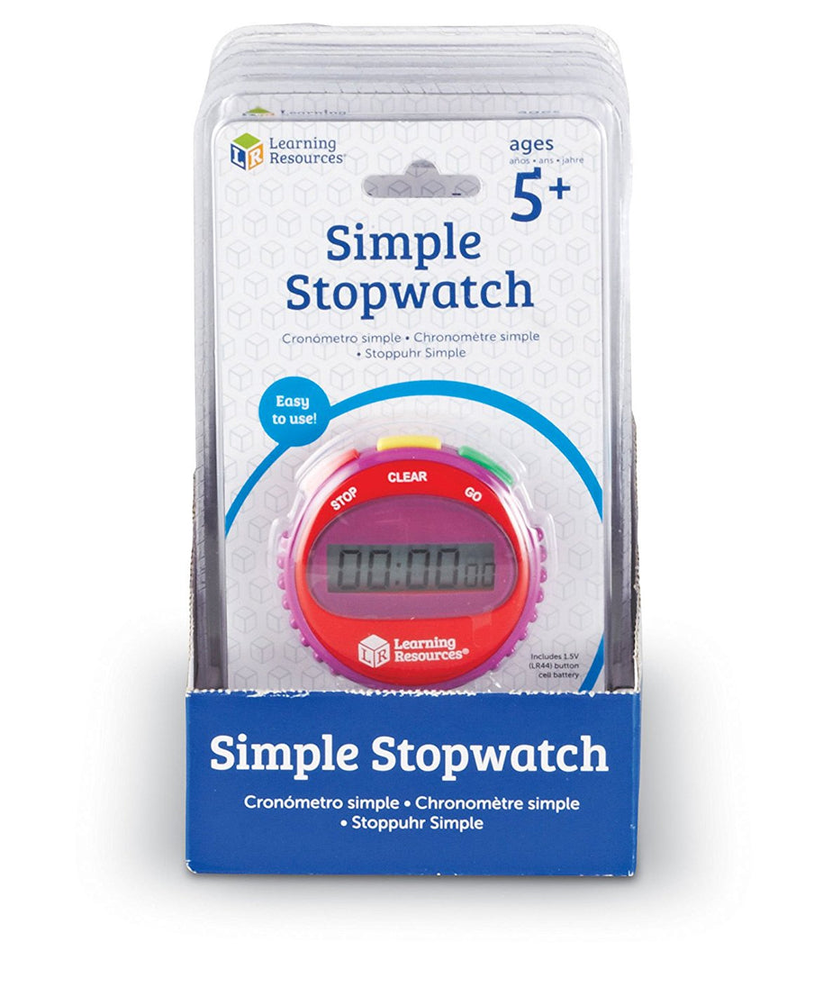 Learning Resources Simple Stopwatch Set of 6, Easy-to-Use Timers for Kids with Large Digital Display (Ages 5+)