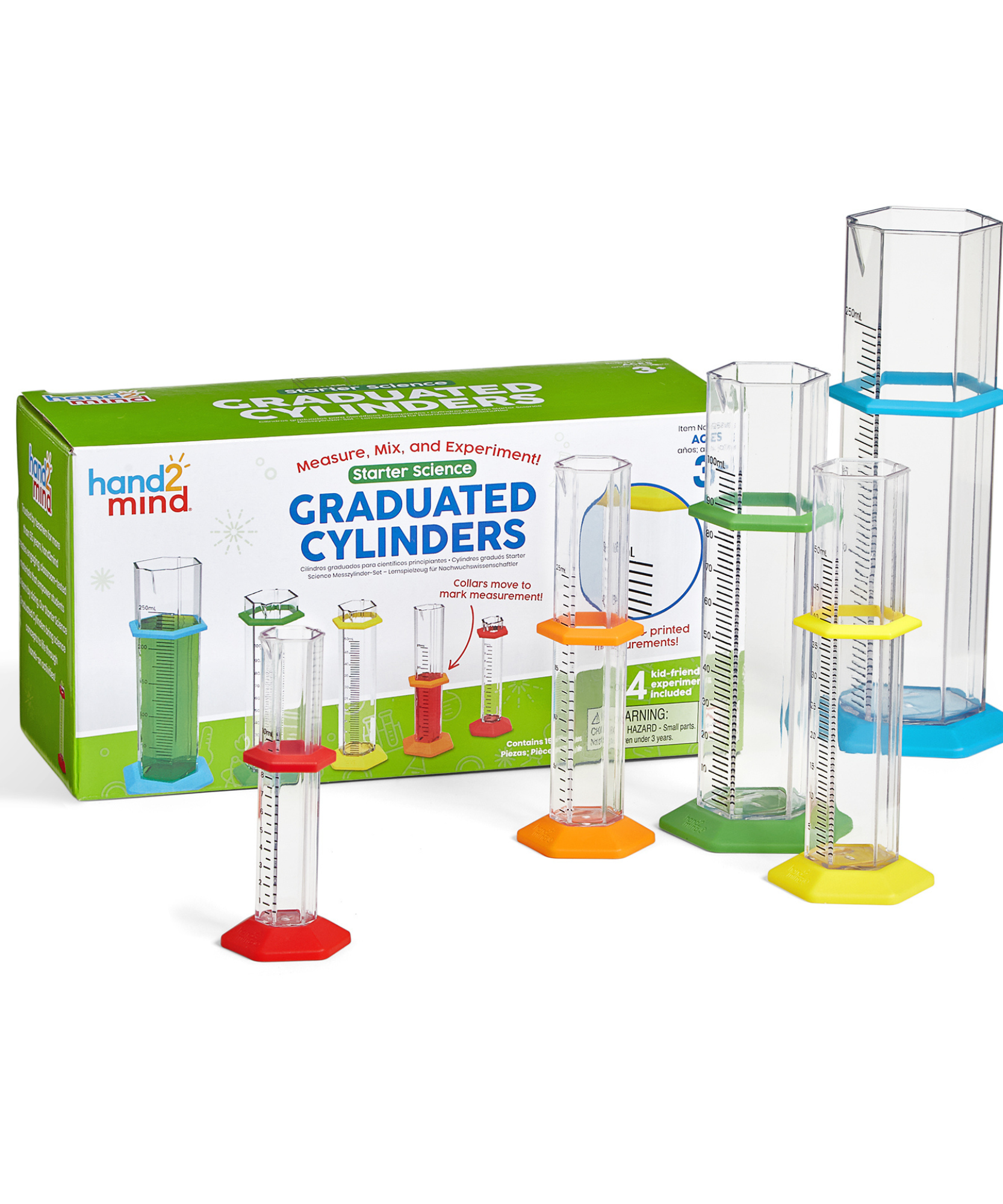 Learning Resources Starter Science Graduated Cylinder Set, 15-Piece Measuring Set for Kids, Hands-On STEM and Sensory Learning for Ages 3+