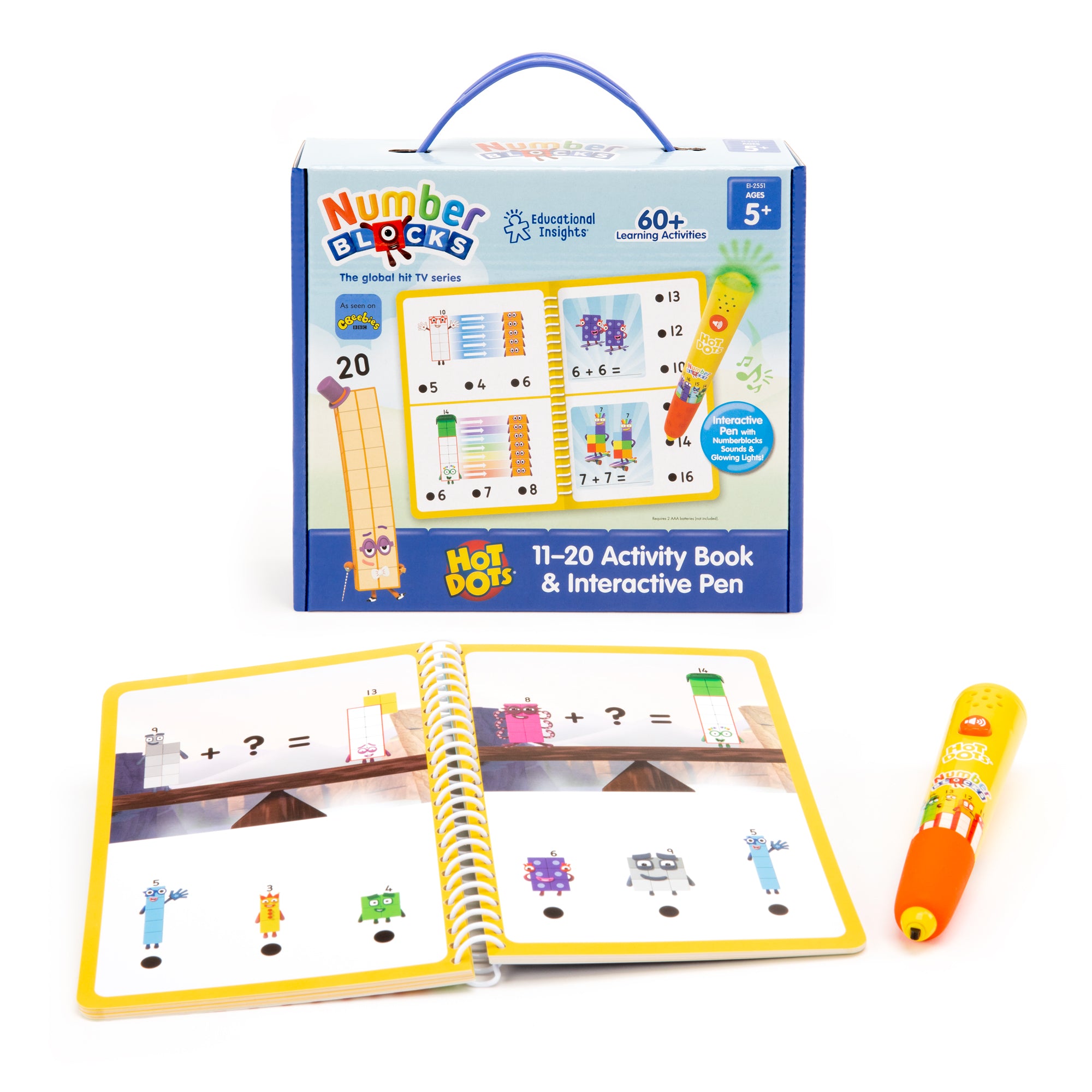 Learning Resources Hot Dots Numberblocks 11–20 Activity Book and Interactive Pen, Over 60 Maths Activities for Ages 5 Plus, EI-2551