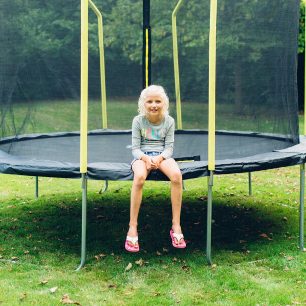Plum 12ft Springsafe Jumper Trampoline with Enclosure, Safety Net and Foam Pad Protection, Stable Recreational Outdoor Toy with UV, Rust + Weather Protection, Suitable for Kids 6 Years and Above