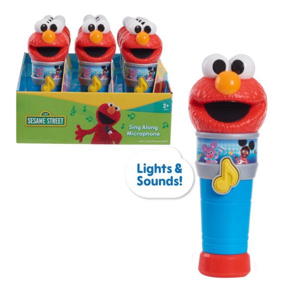 Sesame Street Sing With Elmo Microphone, Handheld Light-Up Musical Interactive Roleplay and Pretend Toy with Sound, Offically Licensed by Just Play for Toddlers Ages 2 and Up