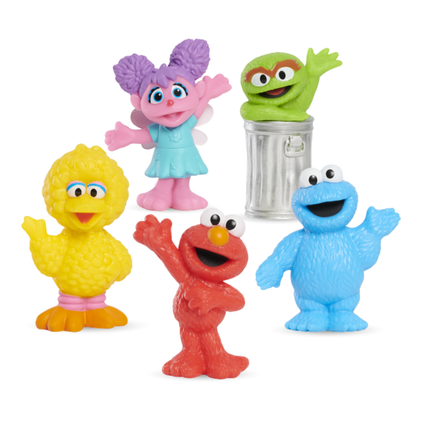 Sesame Street 5 Pack Mini Figures, 3-Inch Collectible Toys, Includes Elmo, Cookie Monster, Big Bird, Oscar the Grouch, and Abby Cadabby, Offically Licensed by Just Play for Kids Ages 2 and Up