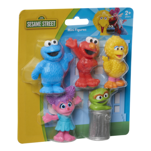 Sesame Street 5 Pack Mini Figures, 3-Inch Collectible Toys, Includes Elmo, Cookie Monster, Big Bird, Oscar the Grouch, and Abby Cadabby, Offically Licensed by Just Play for Kids Ages 2 and Up