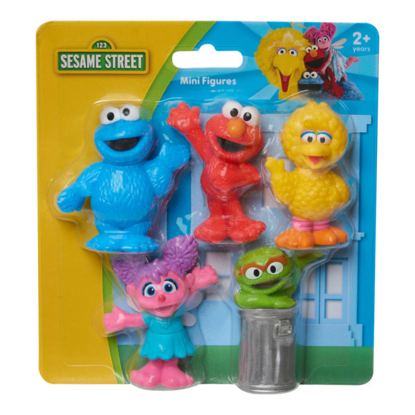 Sesame Street 5 Pack Mini Figures, 3-Inch Collectible Toys, Includes Elmo, Cookie Monster, Big Bird, Oscar the Grouch, and Abby Cadabby, Offically Licensed by Just Play for Kids Ages 2 and Up