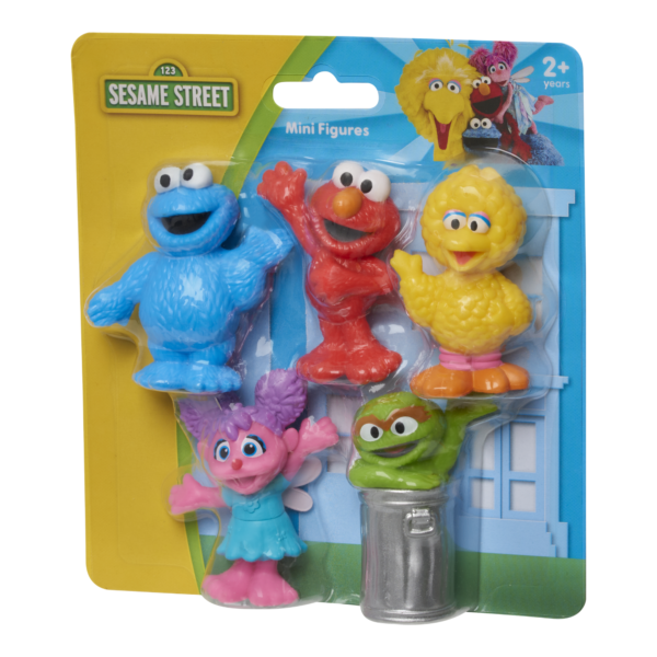 Sesame Street 5 Pack Mini Figures, 3-Inch Collectible Toys, Includes Elmo, Cookie Monster, Big Bird, Oscar the Grouch, and Abby Cadabby, Offically Licensed by Just Play for Kids Ages 2 and Up