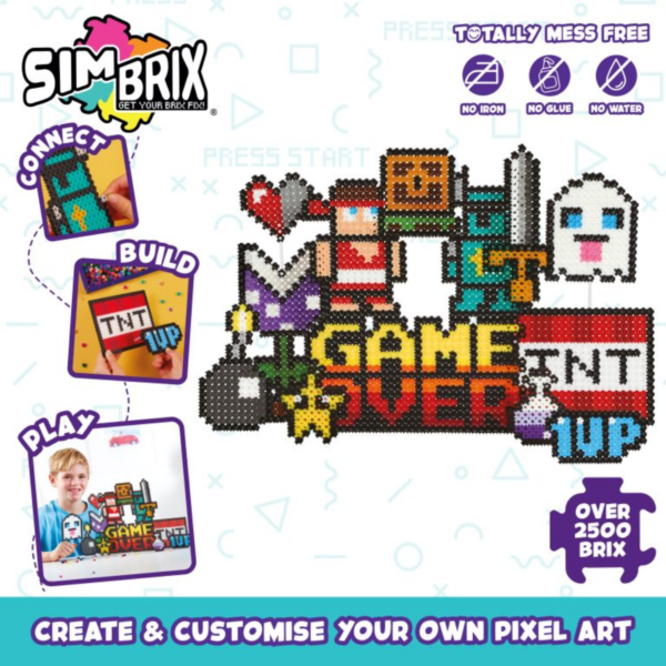 Character Options Simbrix Connect & Wow Game On Pack with 2500+ brix, 2D & 3D Pixel Arts and Crafts Construction Toy, Creative & Imaginative STEAM Building Toy for Boys & Girls Ages 5+
