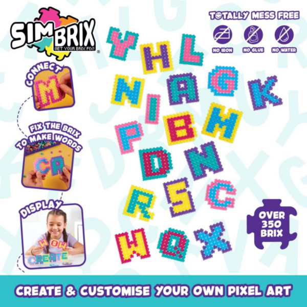 Character Options Simbrix Connect & Wow Alphabrix Pack with 350+ brix, 2D & 3D Pixel Arts and Crafts Construction Toy, Creative & Imaginative STEAM Building Toy for Boys & Girls Ages 5+