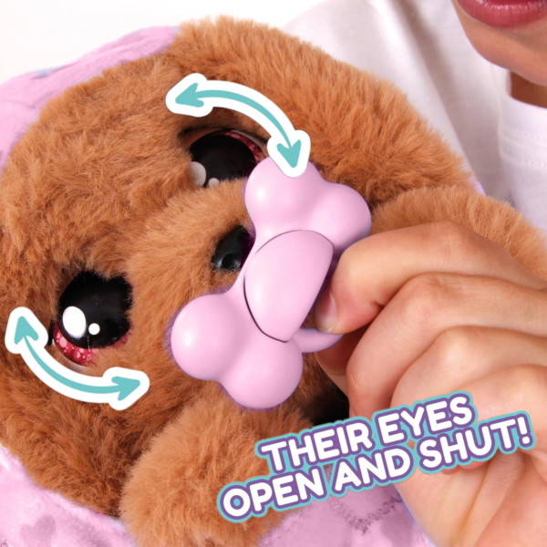 BABY PAWS Sleeping Puppies, Cocker Spaniel, 9.5 Inch Interactive Plush Toy Puppy with Carry Bag, Kids Pretend Play Toy with Sound Effects, Suitable for Both Boys and Girls Aged 18m+