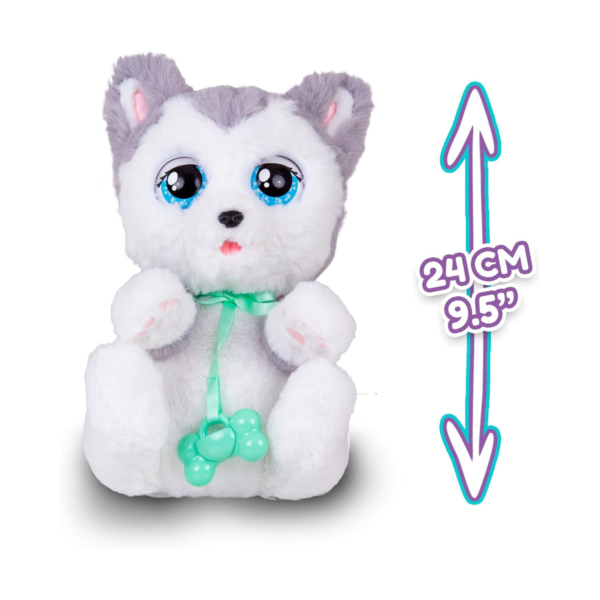 BABY PAWS Sleeping Puppies, Husky, 9.5 Inch Interactive Plush Toy Puppy with Carry Bag, Kids Pretend Play Toy with Sound Effects, Suitable for Both Boys and Girls Aged 18m+