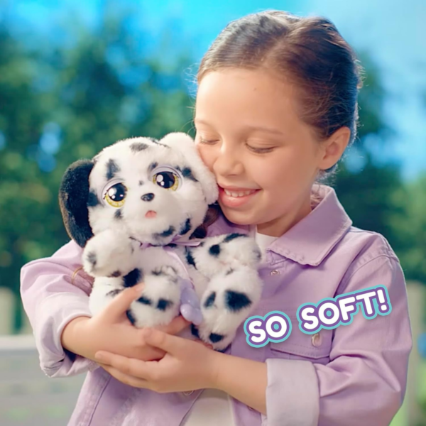 BABY PAWS Sleeping Puppies, Dalmatian, 8.5 Inch Interactive Plush Toy Puppy with Carry Bag, Kids Pretend Play Toy with Sound Effects, Suitable for Both Boys and Girls Aged 18m+
