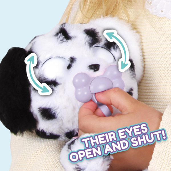BABY PAWS Sleeping Puppies, Dalmatian, 8.5 Inch Interactive Plush Toy Puppy with Carry Bag, Kids Pretend Play Toy with Sound Effects, Suitable for Both Boys and Girls Aged 18m+