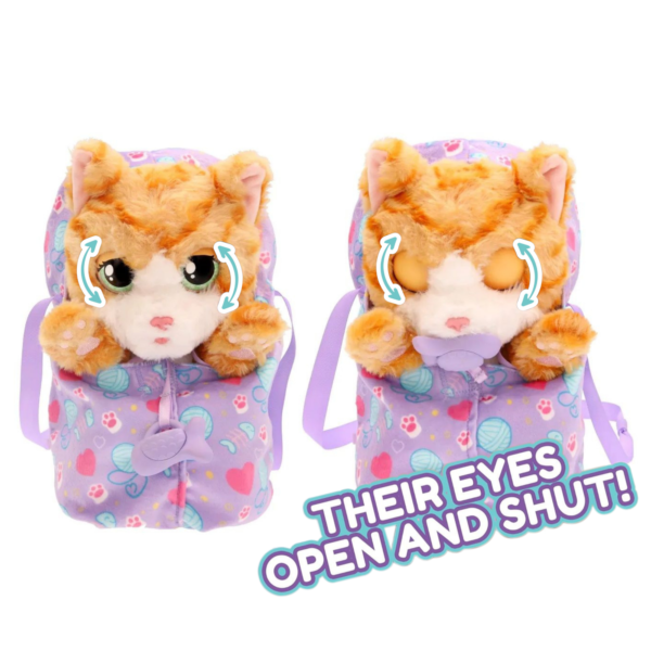 BABY PAWS Sleeping Cats, Kitty, 8.5 Inch Interactive Plush Toy Kitten with Carry Bag, Kids Pretend Play Toy with Sound Effects, Suitable for Both Boys and Girls Aged 3+