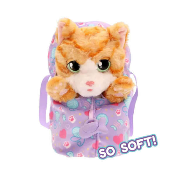 BABY PAWS Sleeping Cats, Kitty, 8.5 Inch Interactive Plush Toy Kitten with Carry Bag, Kids Pretend Play Toy with Sound Effects, Suitable for Both Boys and Girls Aged 3+