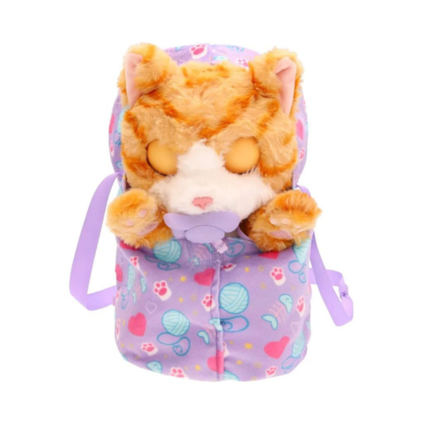 BABY PAWS Sleeping Cats, Kitty, 8.5 Inch Interactive Plush Toy Kitten with Carry Bag, Kids Pretend Play Toy with Sound Effects, Suitable for Both Boys and Girls Aged 3+
