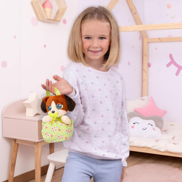 BABY PAWS Mini Puppies, Beagle, 5 Inch Interactive Plush Toy Puppy with Carry Bag, Kids Pretend Play Toy with Sound Effects, Suitable for Both Boys and Girls Aged 3+