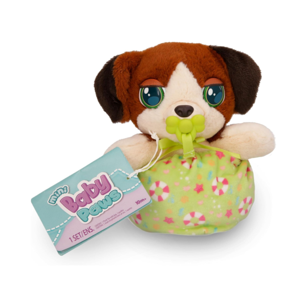 BABY PAWS Mini Puppies, Beagle, 5 Inch Interactive Plush Toy Puppy with Carry Bag, Kids Pretend Play Toy with Sound Effects, Suitable for Both Boys and Girls Aged 3+