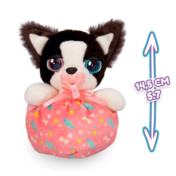 BABY PAWS Mini Puppies, Border Collie, 5 Inch Interactive Plush Toy Puppy with Carry Bag, Kids Pretend Play Toy with Sound Effects, Suitable for Both Boys and Girls Aged 3+