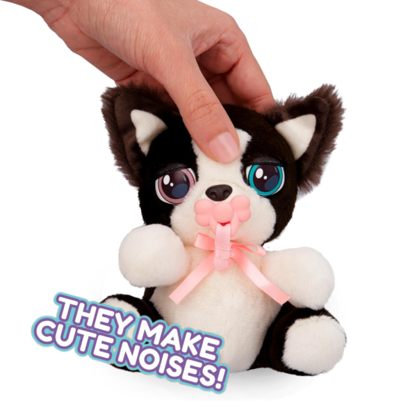 BABY PAWS Mini Puppies, Border Collie, 5 Inch Interactive Plush Toy Puppy with Carry Bag, Kids Pretend Play Toy with Sound Effects, Suitable for Both Boys and Girls Aged 3+