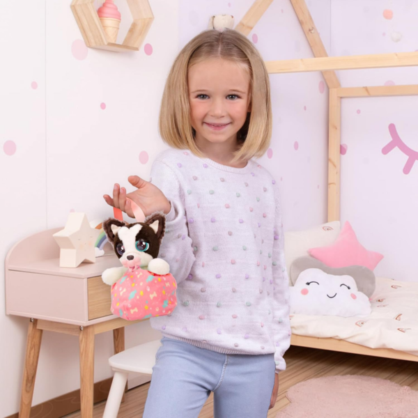 BABY PAWS Mini Puppies, Border Collie, 5 Inch Interactive Plush Toy Puppy with Carry Bag, Kids Pretend Play Toy with Sound Effects, Suitable for Both Boys and Girls Aged 3+