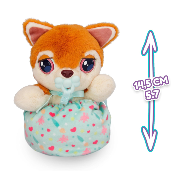 BABY PAWS Mini Puppies, Shiba Inu, 5 Inch Interactive Plush Toy Puppy with Carry Bag, Kids Pretend Play Toy with Sound Effects, Suitable for Both Boys and Girls Aged 3+
