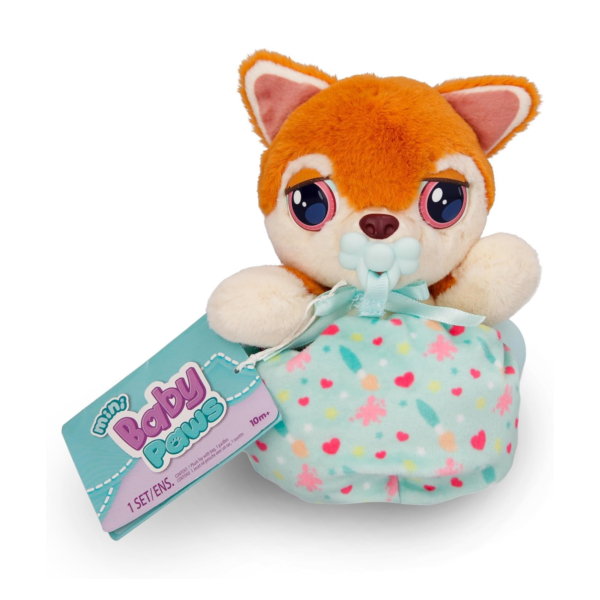 BABY PAWS Mini Puppies, Shiba Inu, 5 Inch Interactive Plush Toy Puppy with Carry Bag, Kids Pretend Play Toy with Sound Effects, Suitable for Both Boys and Girls Aged 3+