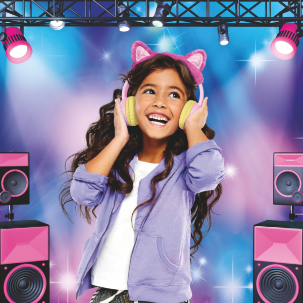 Sinco Creations Barbie Volume-Limiting Cat Ear Adjustable Kids On Ear Wireless Bluetooth Headphones with Built in Microphone, Volume Controls & 3.5mm Audio Jack, Suitable For Kids Aged 3Y+