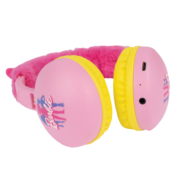 Sinco Creations Barbie Volume-Limiting Cat Ear Adjustable Kids On Ear Wireless Bluetooth Headphones with Built in Microphone, Volume Controls & 3.5mm Audio Jack, Suitable For Kids Aged 3Y+