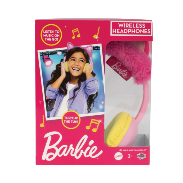 Sinco Creations Barbie Volume-Limiting Cat Ear Adjustable Kids On Ear Wireless Bluetooth Headphones with Built in Microphone, Volume Controls & 3.5mm Audio Jack, Suitable For Kids Aged 3Y+