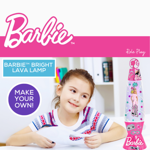Sinco Creations Barbie Bright Light Up Lava Lamp, Create Your Own Barbie Lava Lamp Kit with Colour Changing Lights, DIY Creative Toy for Kids Ages 3Y+