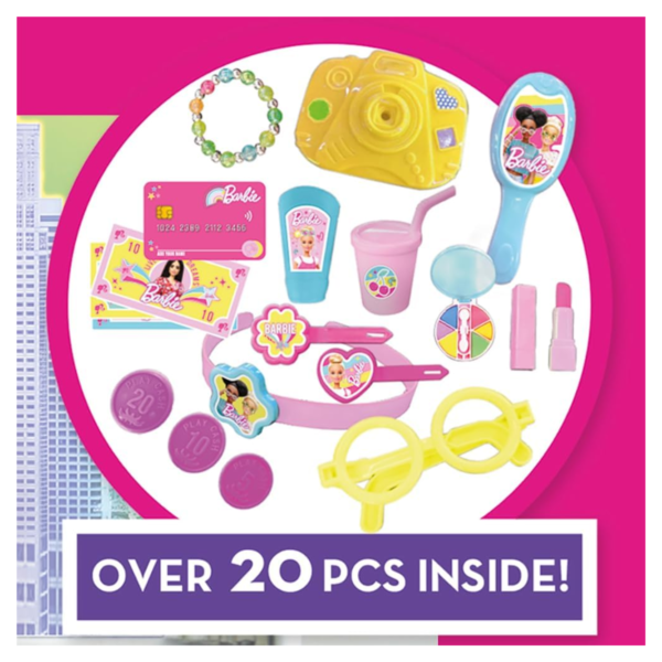 Sinco Creations Barbie City Break Adventure Playset, 20 Piece Pretend Play Toy with Carry Case, Role Play Toy Suitable for Kids Aged 3Y+