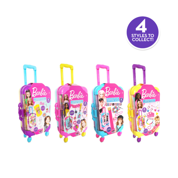 Sinco Creations Barbie Fashion Stylin’ Mini Case, Features 4 Assorted Styles, Festival, Glamping, Glam & Fashion, Collectible On-the-Go Fashion & Charm Playset Suitable for Kids Aged 3Y+