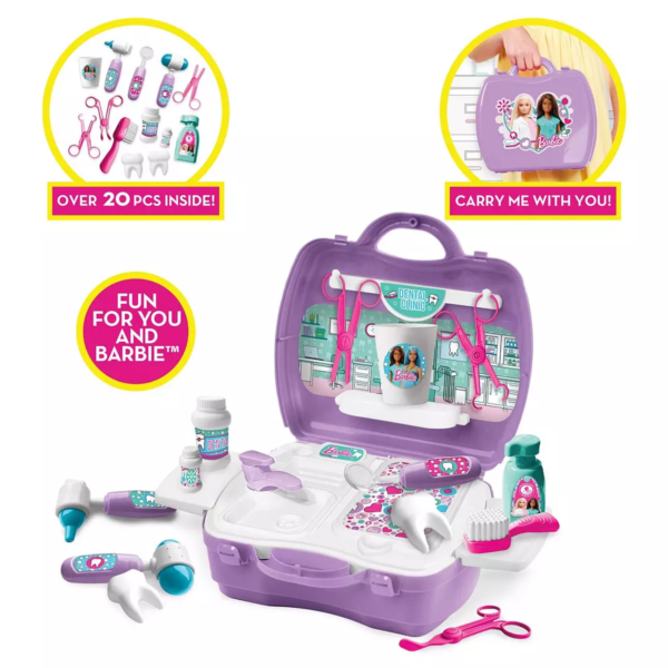 Sinco Creations Barbie Dentist Playset, 20 Piece Pretend Play Toy with Carry Case, Role Play Toy Suitable for Kids Aged 3Y+