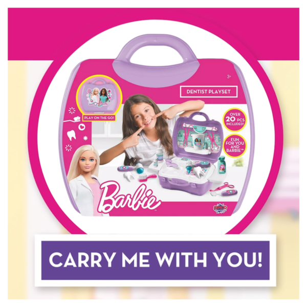 Sinco Creations Barbie Dentist Playset, 20 Piece Pretend Play Toy with Carry Case, Role Play Toy Suitable for Kids Aged 3Y+