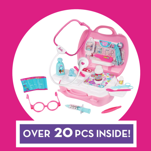Sinco Creations Barbie Doctor Playset, 20 Piece Pretend Play Toy with Carry Case, Role Play Toy Suitable for Kids Aged 3Y+