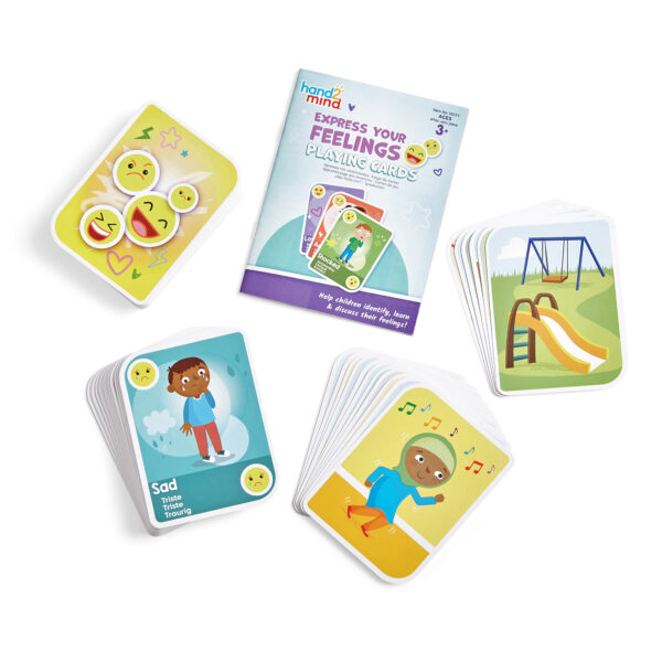 Learning Resources Express Your Feelings Playing Cards, 100-Card SEL Flash Card Set for Kids, Social Emotional Learning Activities for Home, Classrooms & Counsellors, Ages 3+