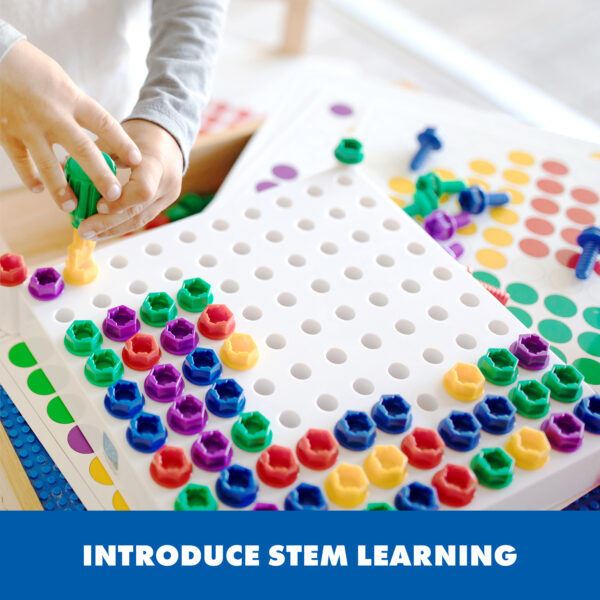 Learning Resources Design & Drill Activity Centre, STEM Construction Toy with Power Drill, Bolts, and Design Cards, Ages 3+