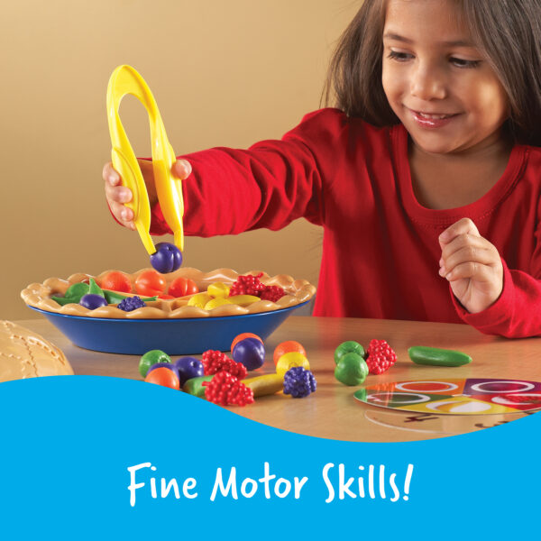 Learning Resources Super Sorting Pie, Early Numeracy & Colour Recognition, Counting & Sorting Activity Set with 60 Fruit Counters, Jumbo Tweezers, Sorting Cards & Activity Guide, Ages 3+