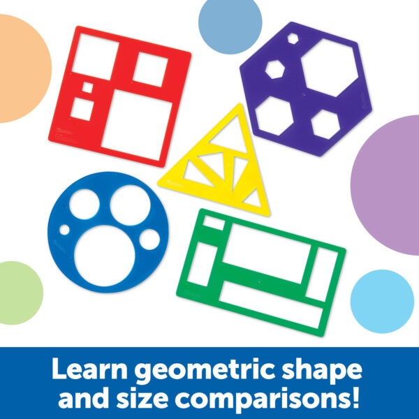 Learning Resources Primary Shapes Template Set, 5 Geometry Templates, Ages 4+, Hands-On 2D Shape Learning